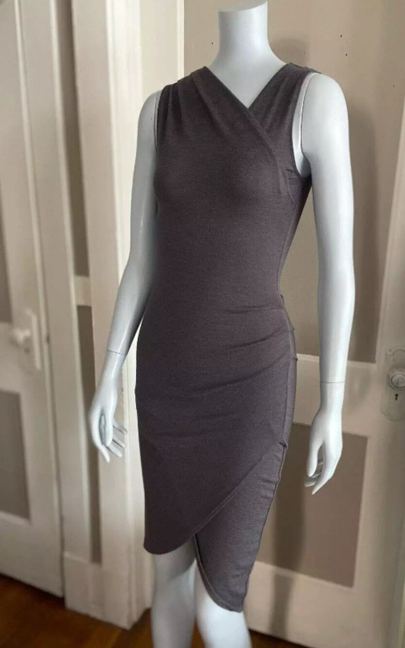 ARITZIA: WILFRED FREE Gray Knit Faux Wrap Dress sz XXS